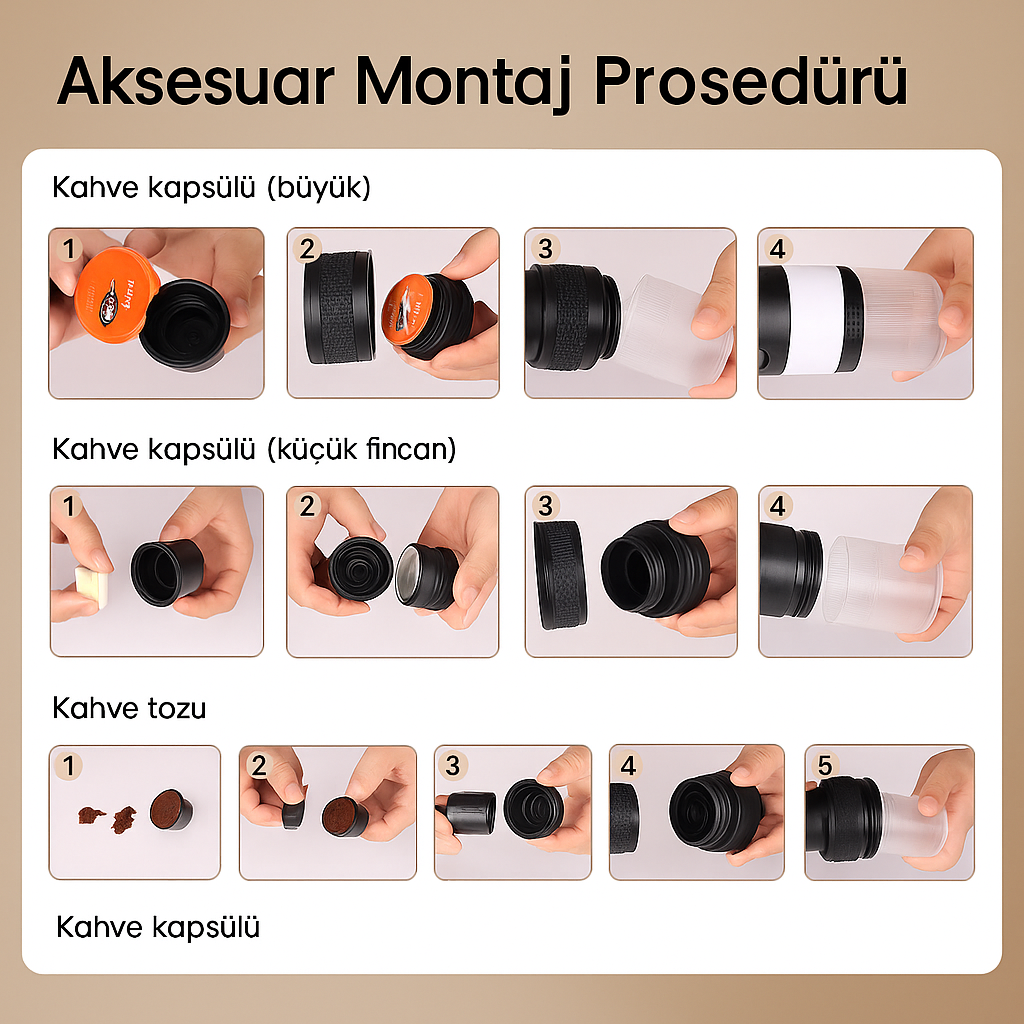 Taşınabilir Kablosuz Espresso ve Filtre Kahve Makinesi